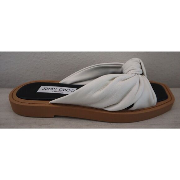 Jimmy Choo Women's Sz 36.5 US 6.5 Latte/Beige Tropica Leather Flat Sandals - Picture 6 of 10